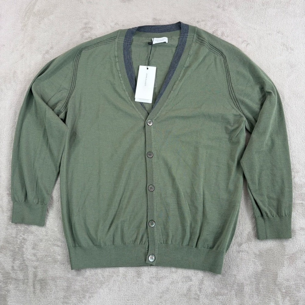 John Elliott Duo Rib Cardigan in Olive Green 100% Wool Men XL 4 NWT $498
